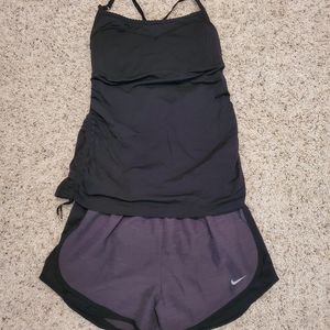 Nike M Shorts + Lululemon Ruched Top